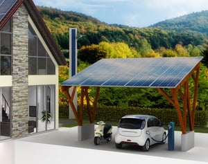 ombriere-carport-photovoltaique-panneau-solaire-voiture-scooter-borne-recharge-maison-foret