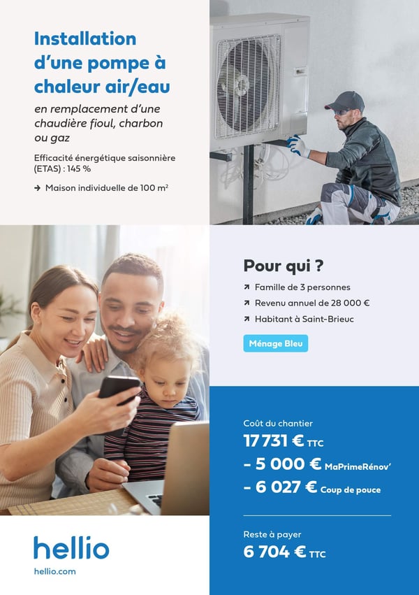 Cas concret pompe à chaleur air-eau Hellio